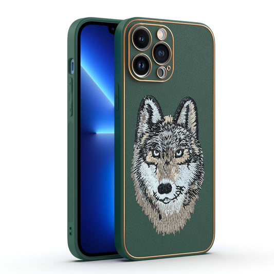Apple iPhone 13 Pro Max Premium Embroidery Leather case - Pattern 12