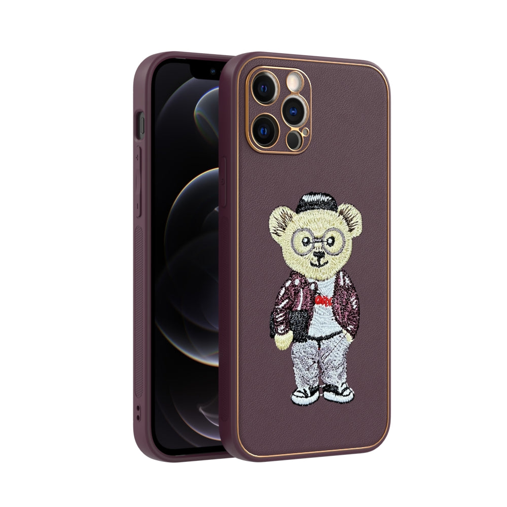 Apple iPhone 12 Pro Premium Embroidery Leather case - Pattern 9