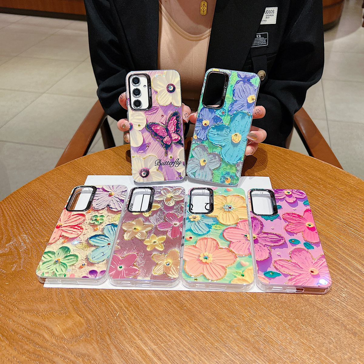 Samsung A15 5G 3D Hot Trending Rhinestone Flowers case - Pattern 6