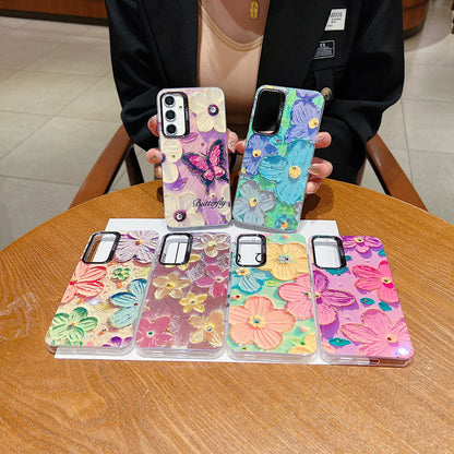 Samsung A15 5G 3D Hot Trending Rhinestone Flowers case - Pattern 6