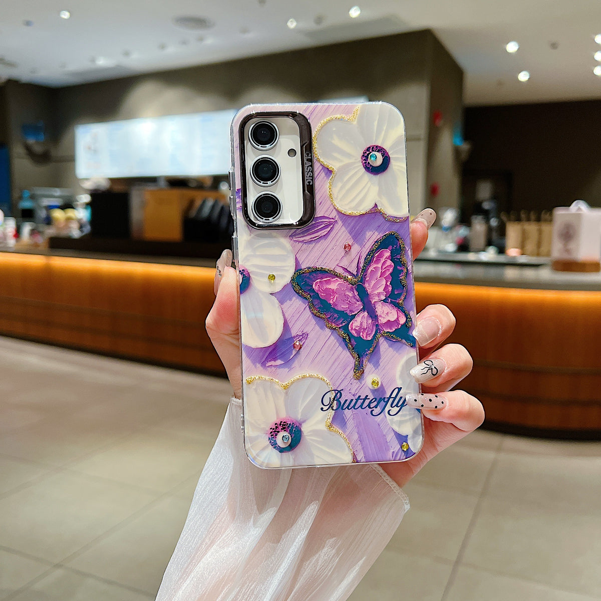 Samsung A55 5G 3D Hot Trending Rhinestone Flowers case - Pattern 6