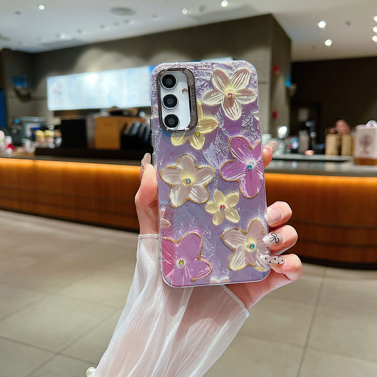 Samsung A34 5G 3D Hot Trending Rhinestone Flowers case - Pattern 1