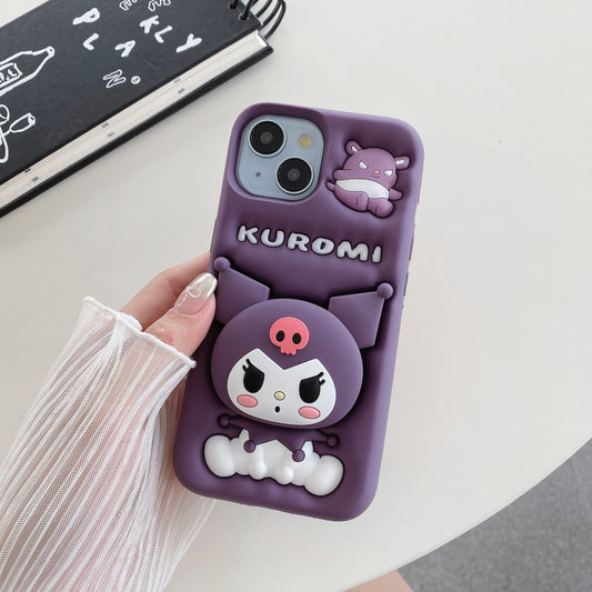Apple iPhone Kuromi Pop Sockets Soft Silicone cases (Kuromi)