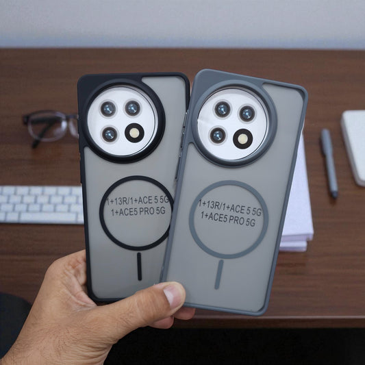 (Pack of 2) Magsafe Printed Metal Buttons Back Case Cover For OnePlus 13r - Combo 1