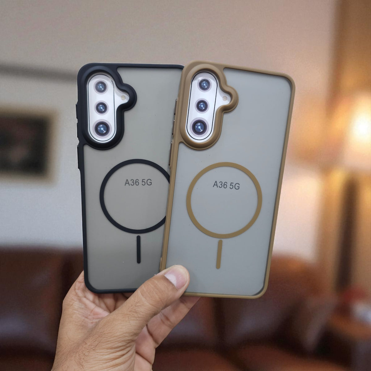 (Pack of 2) Magsafe Printed Metal Buttons Back Case Cover For Samsung A36 - Combo 1