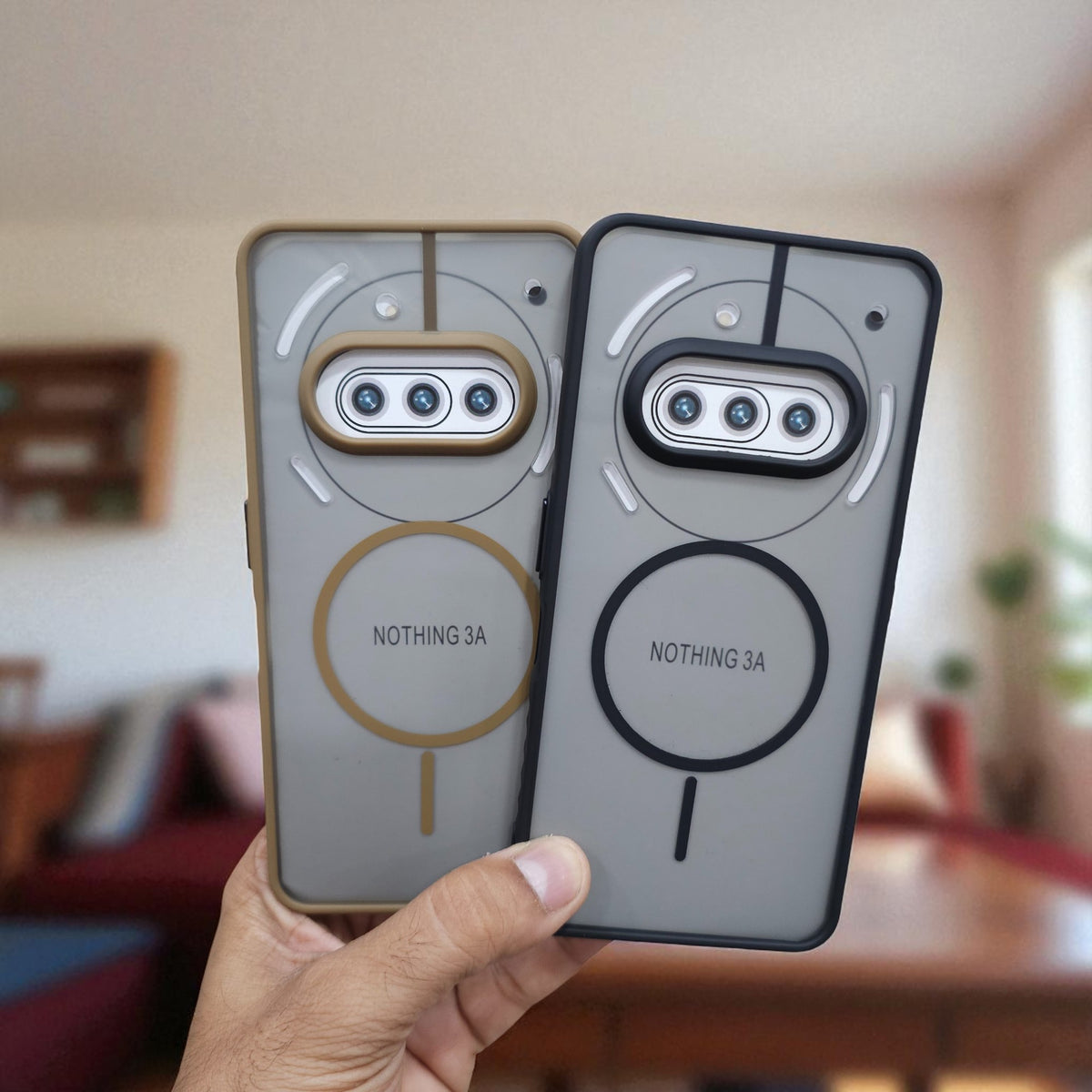 (Pack of 2) Magsafe Printed Metal Buttons Back Case Cover For Nothing Phone 3A - Combo 1