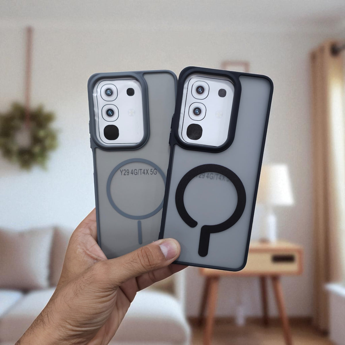 (Pack of 2)Vivo T4x/iQoo Z10x 5g Magsafe Printed Metal Buttons Cover - Combo 1