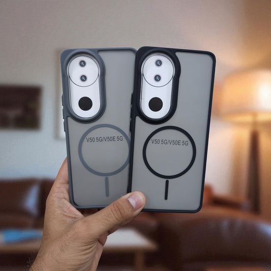 (Pack of 2) Magsafe Printed Metal Buttons Back Case Cover For Vivo V50 - Combo 1