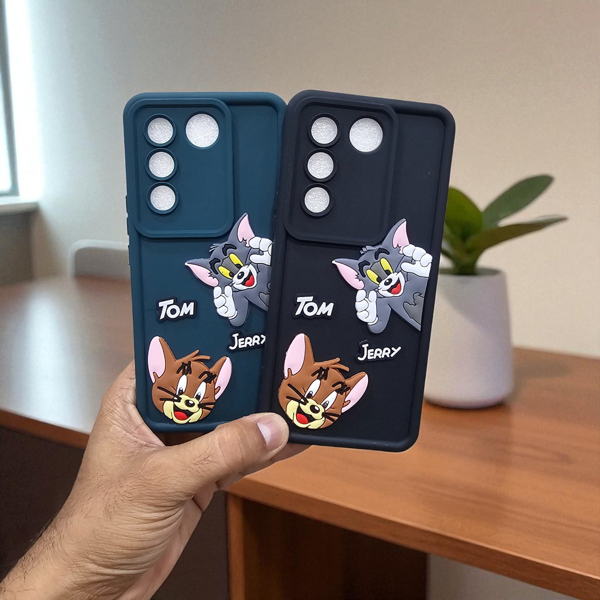 (Pack of 2)Vivo V27 5G Soft Silicone tom & jerry Back Cover Case - Combo 1