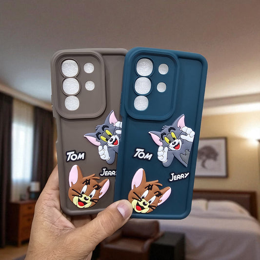 (Pack of 2)Vivo T4x/iQoo Z10x 5G Soft Silicone tom & jerry Back Cover Case - Combo 1
