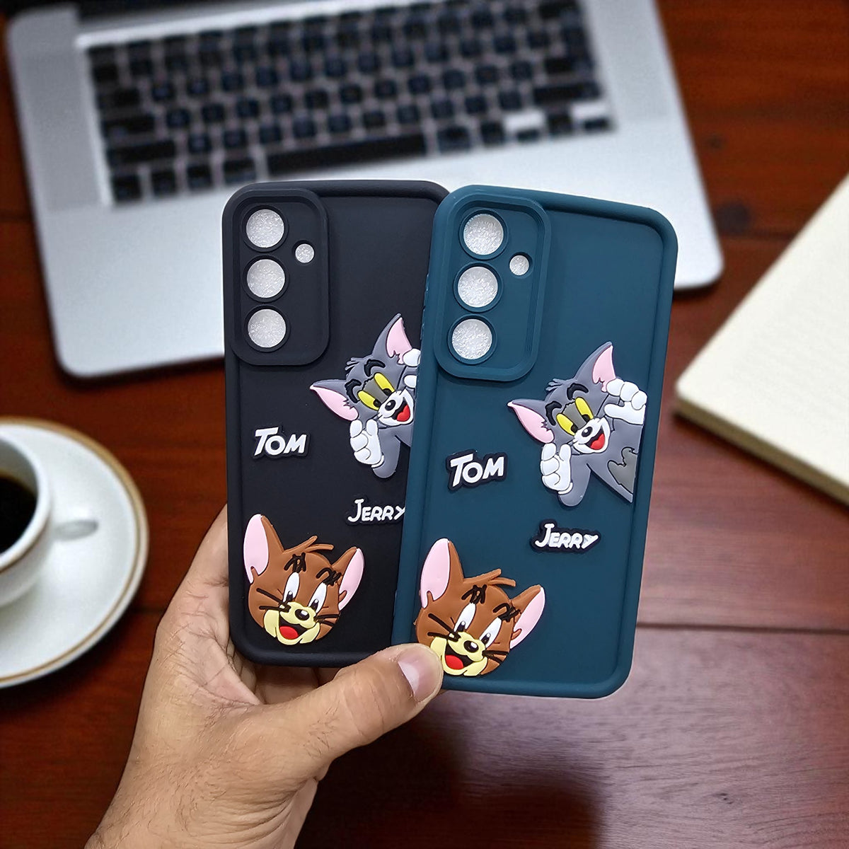 (Pack of 2)Samsung A35 5G Soft Silicone tom & jerry Back Cover Case - Combo 2