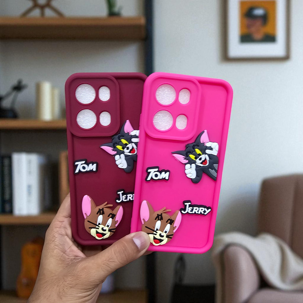 (Pack of 2)Oppo Reno 13 Pro 5G Soft Silicone tom & jerry Back Cover Case - Combo 1