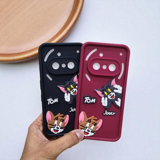 (Pack of 2)Nothing Phone 3A 5G Soft Silicone tom & jerry Back Cover Case - Combo 2