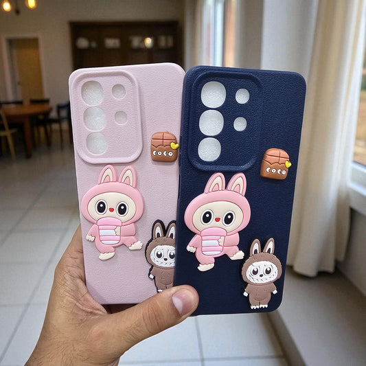 (Pack of 2)Vivo T4x/iQoo Z10x 5g Soft Silicone Labubu Phone Back Case Cover - Combo 2