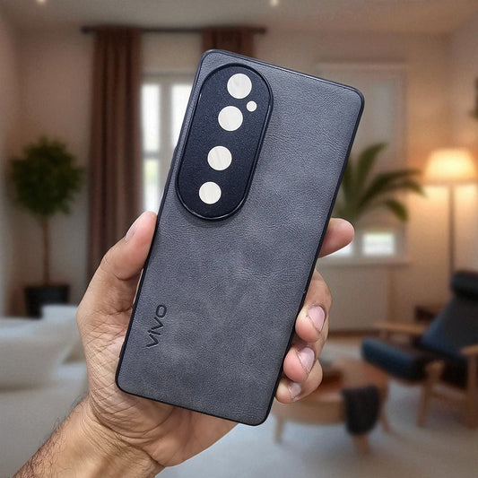 Vivo V40/V40 Pro 5g Premium Leather Back Case Cover - grey