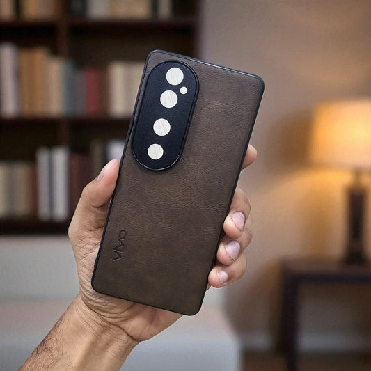 Vivo V40/V40 Pro 5g Premium Leather Back Case Cover - brown