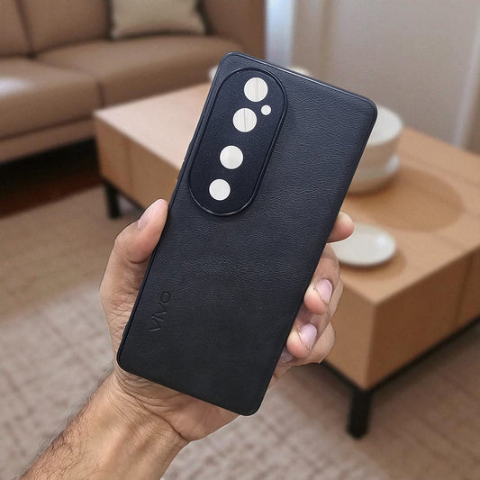 Vivo V40/V40 Pro 5g Premium Leather Back Case Cover - Black