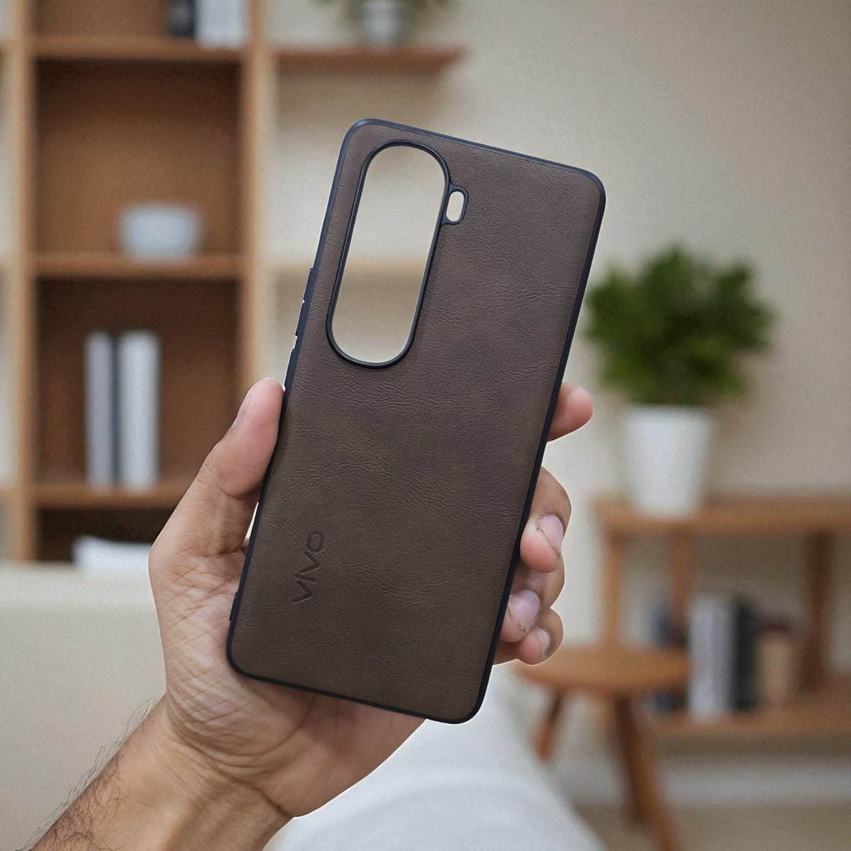 Vivo Y400 Pro 5g Premium Leather Back Case Cover - brown