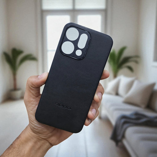 Oppo Reno 14 Pro 5g Premium Leather Back Case Cover - Black