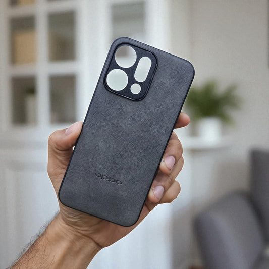 Oppo Reno 14 Pro 5g Premium Leather Back Case Cover - grey