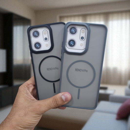 (Pack of 2) Magsafe Printed Metal Buttons Back Case Cover For OPPO Reno 14 Pro - Combo 1