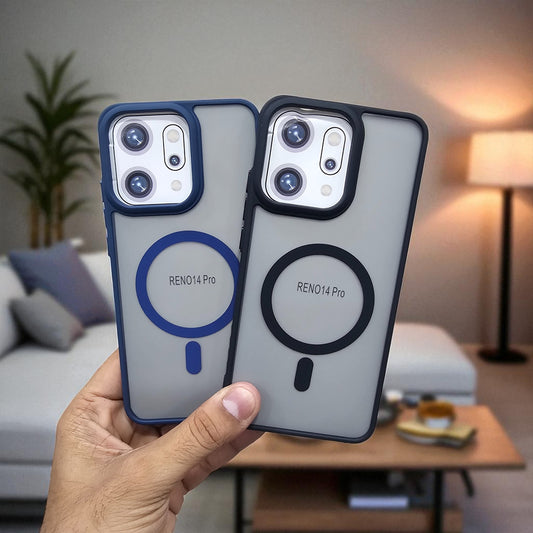 (Pack of 2) Magsafe Printed Metal Buttons Back Case Cover For OPPO Reno 14 Pro - Combo 2