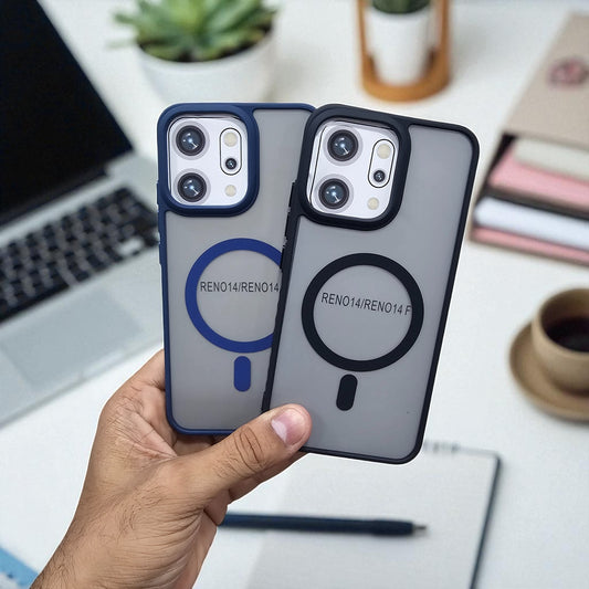 (Pack of 2) Magsafe Printed Metal Buttons Back Case Cover For OPPO Reno 14 - Combo 2