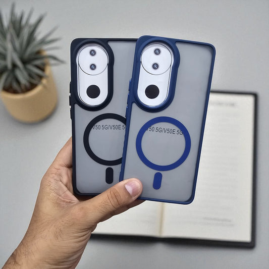 (Pack of 2) Magsafe Printed Metal Buttons Back Case Cover For Vivo V50 - Combo 2