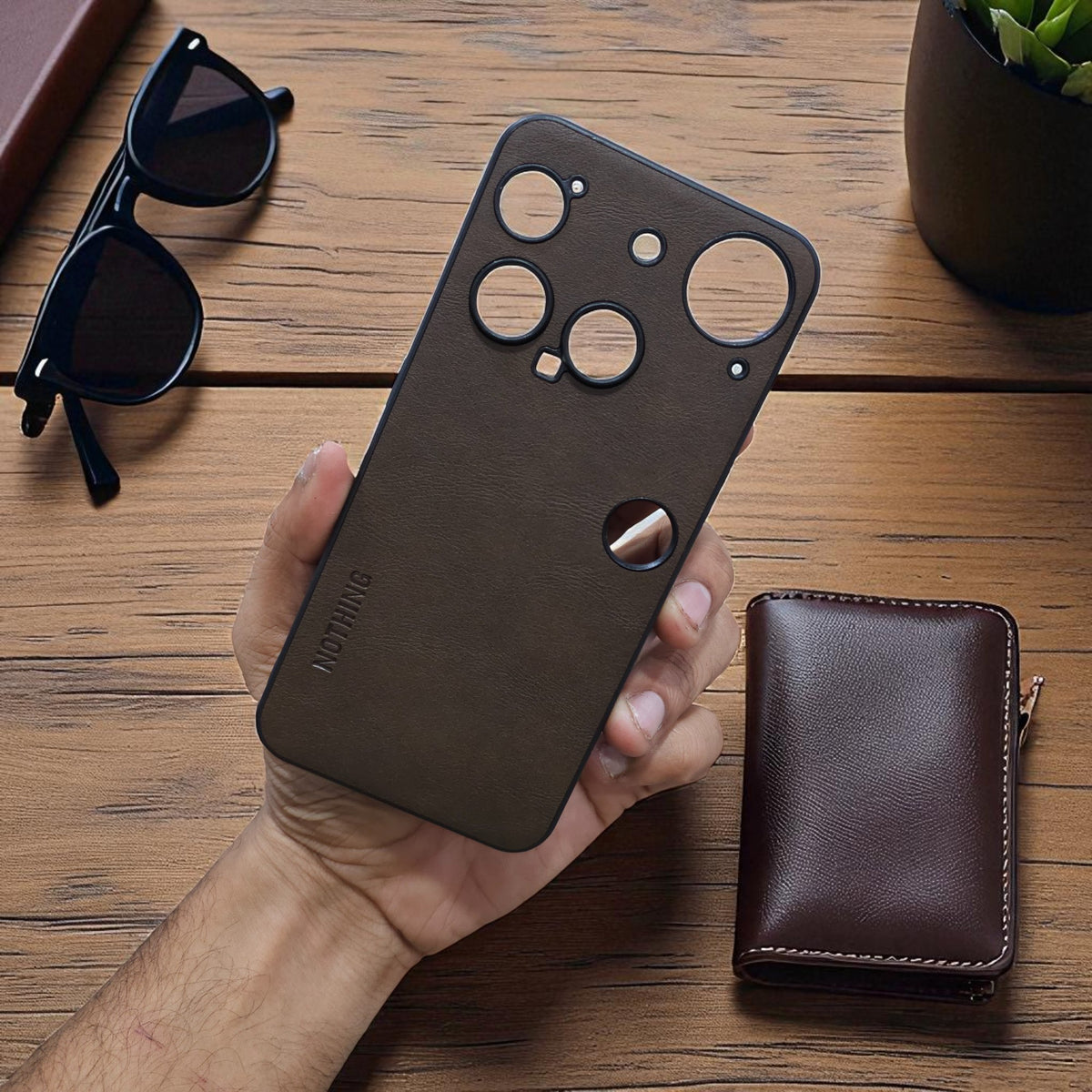 Nothing Phone 3 5g Premium Leather Back Case Cover - Brown