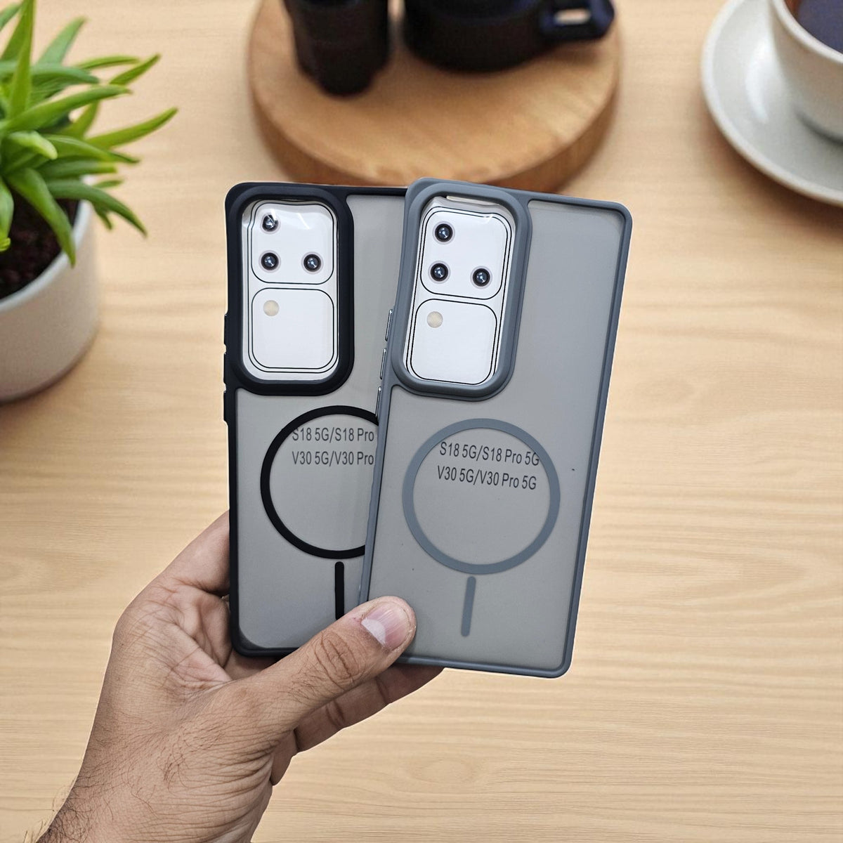 (Pack of 2) Vivo V30 / V30 Pro 5g Magsafe Printed Metal Buttons Back Case Cover - Combo 2