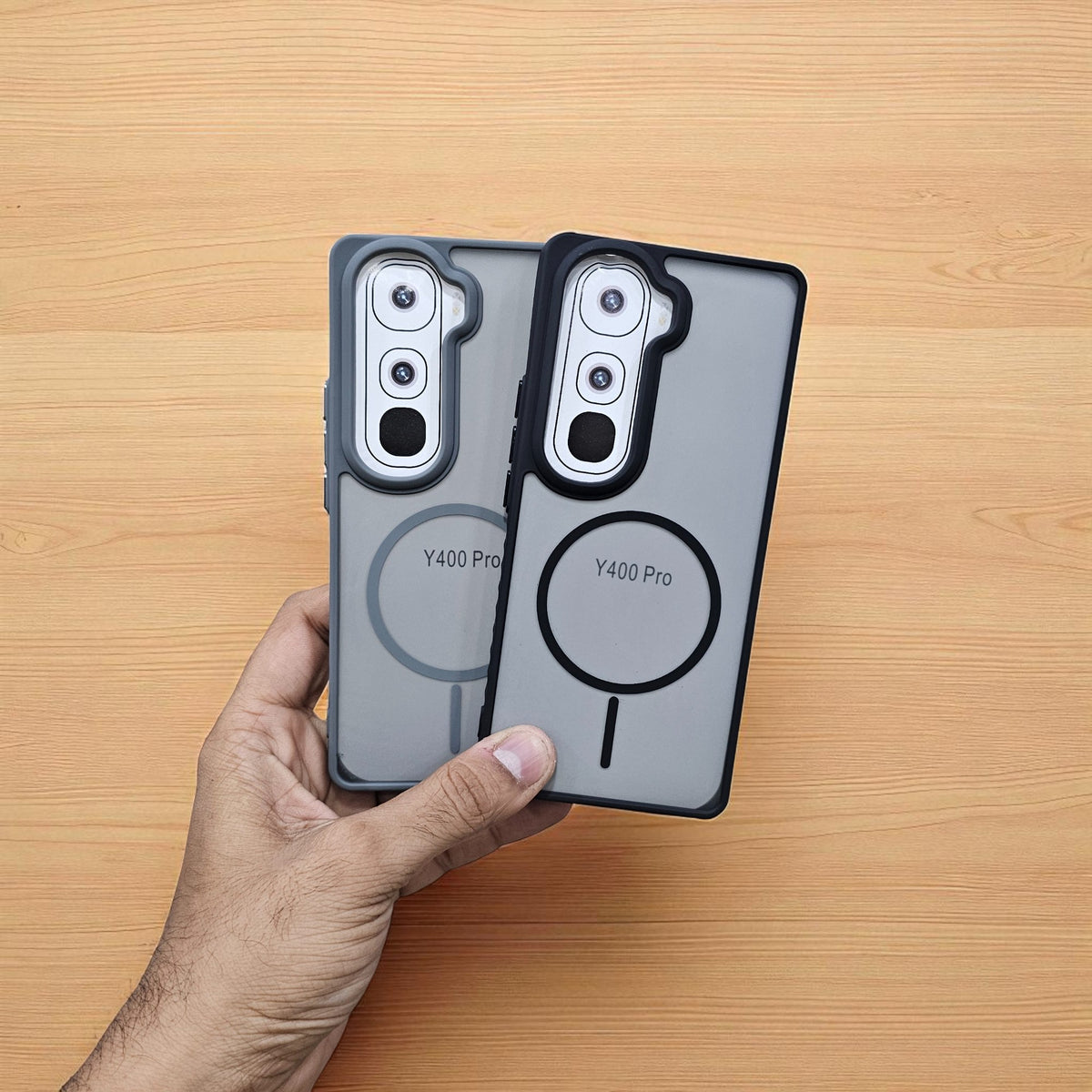 (Pack of 2) Vivo Y400 Pro 5g Magsafe Printed Metal Buttons Back Case Cover - Combo 1