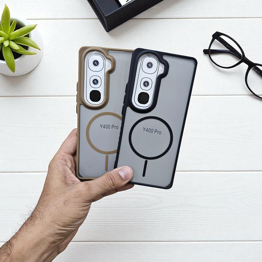 (Pack of 2) Vivo Y400 Pro 5g Magsafe Printed Metal Buttons Back Case Cover - Combo 2