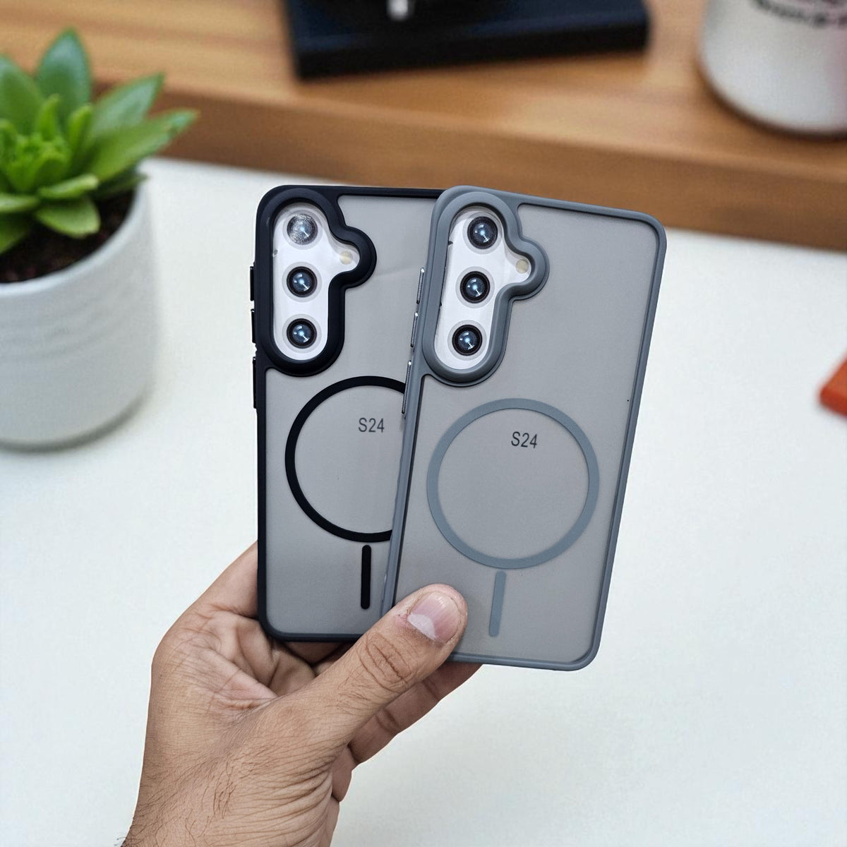 (Pack of 2) Samsung S24 5g Magsafe Printed Metal Buttons Back Case Cover - Combo 1