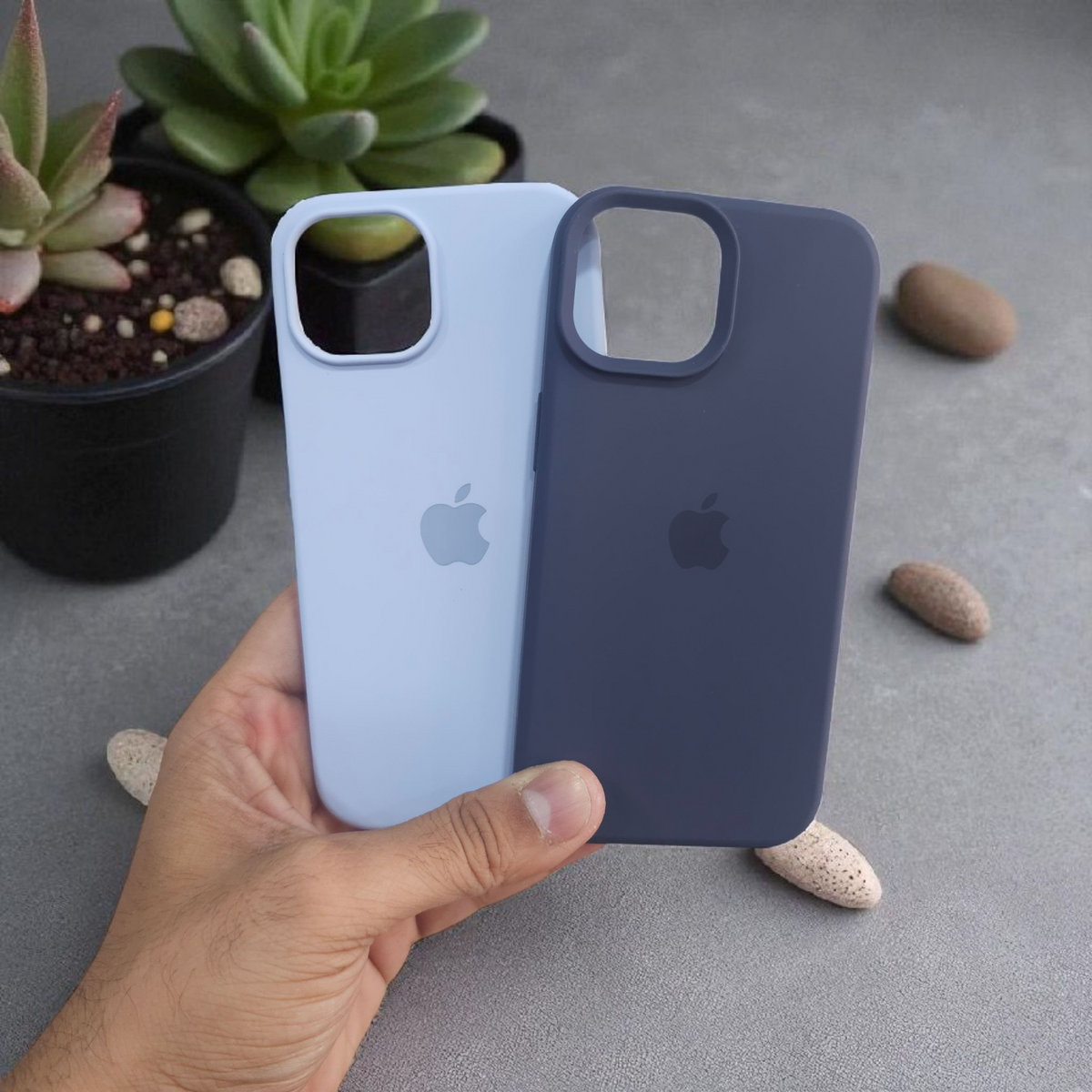 (Pack of 2) Silicone Case Cover for Apple iPhone 15 5G - Combo 1