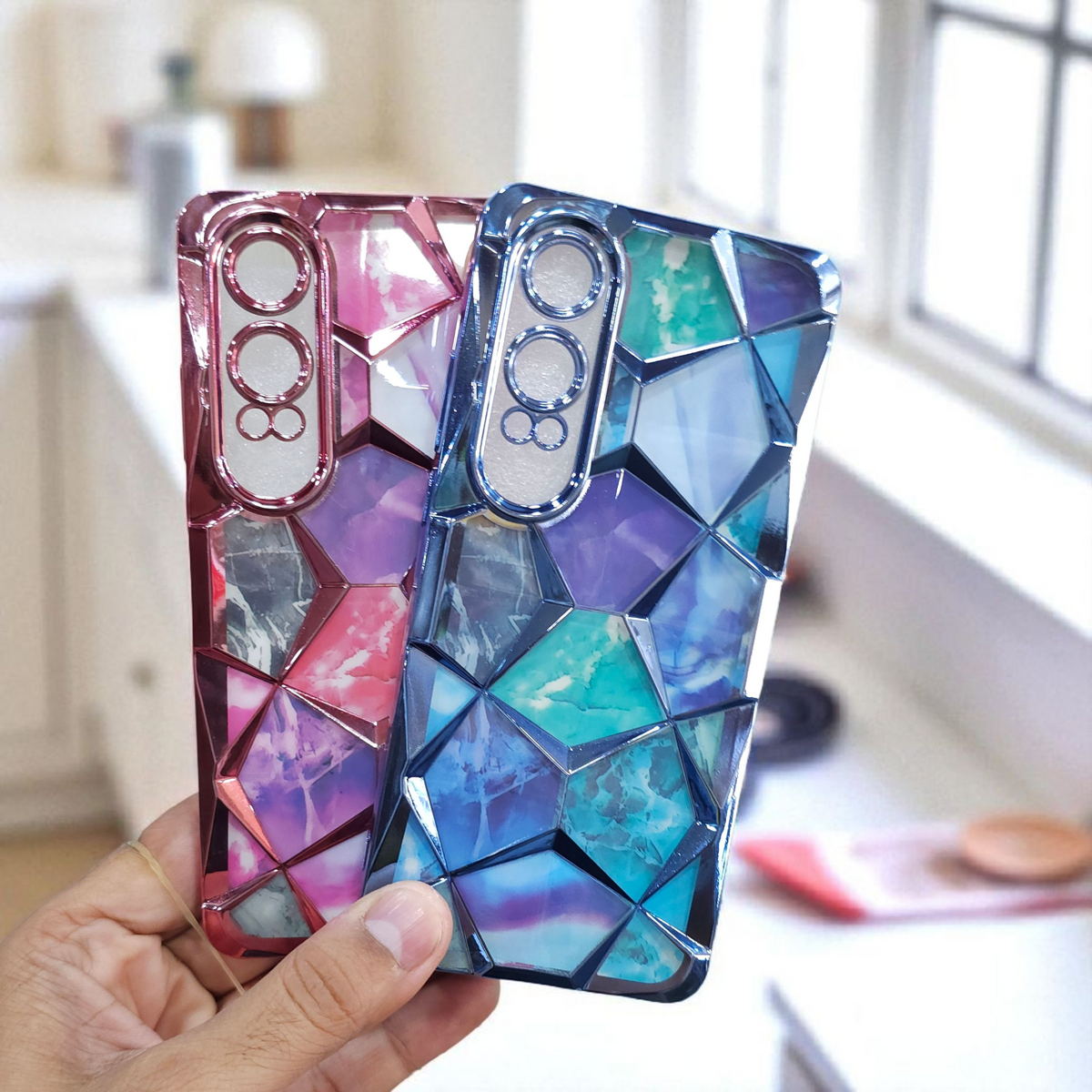 (Pack of 2) OnePlus Ce 4 Lite Gradient Glitter Daimond Back Case Cover - Combo 2