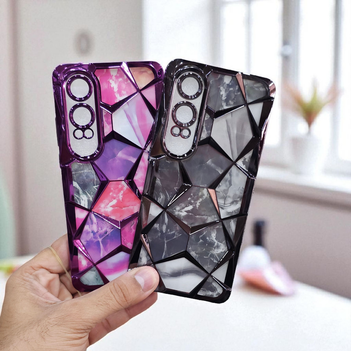 (Pack of 2) OnePlus Ce 4 Lite Gradient Glitter Daimond Back Case Cover - Combo 1