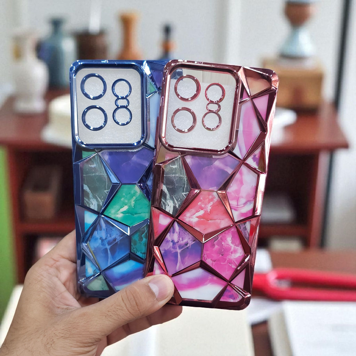 (Pack of 2) Motorola Moto Edge 50 Pro Gradient Glitter Daimond Back Case Cover - Combo 2