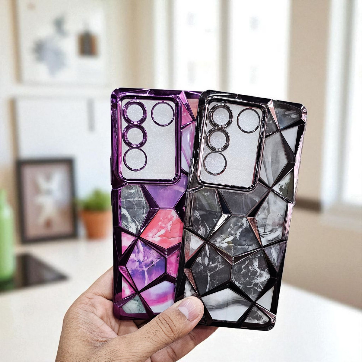 (Pack of 2) Vivo V27 Gradient Glitter Daimond Back Case Cover - Combo 1