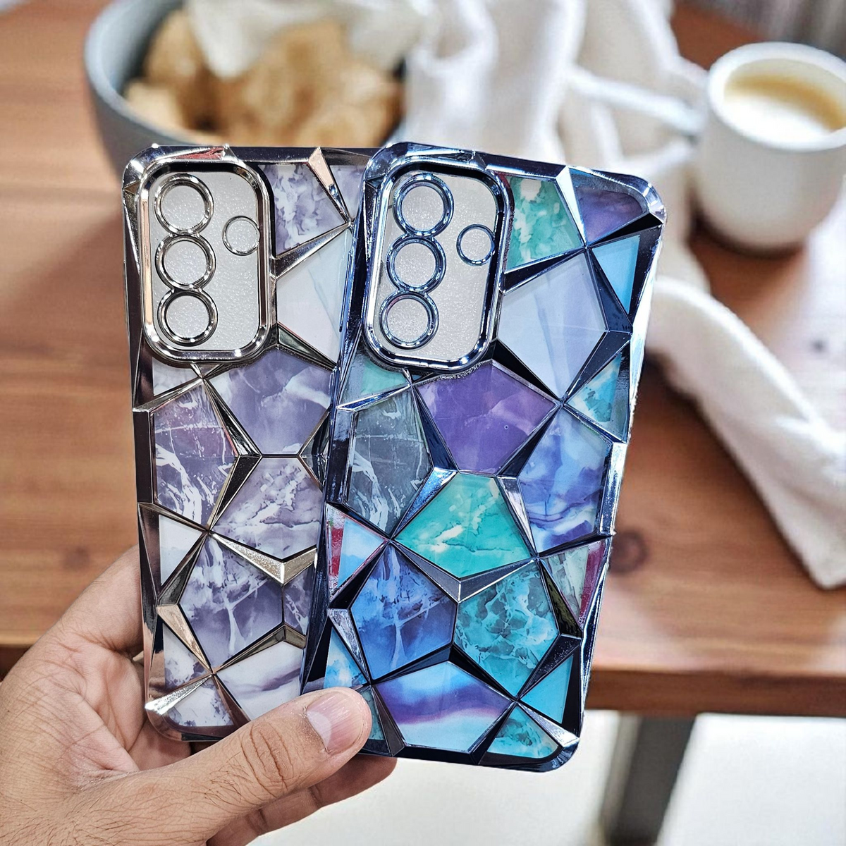 (Pack of 2) Samsung A36 Gradient Glitter Daimond Back Case Cover - Combo 1
