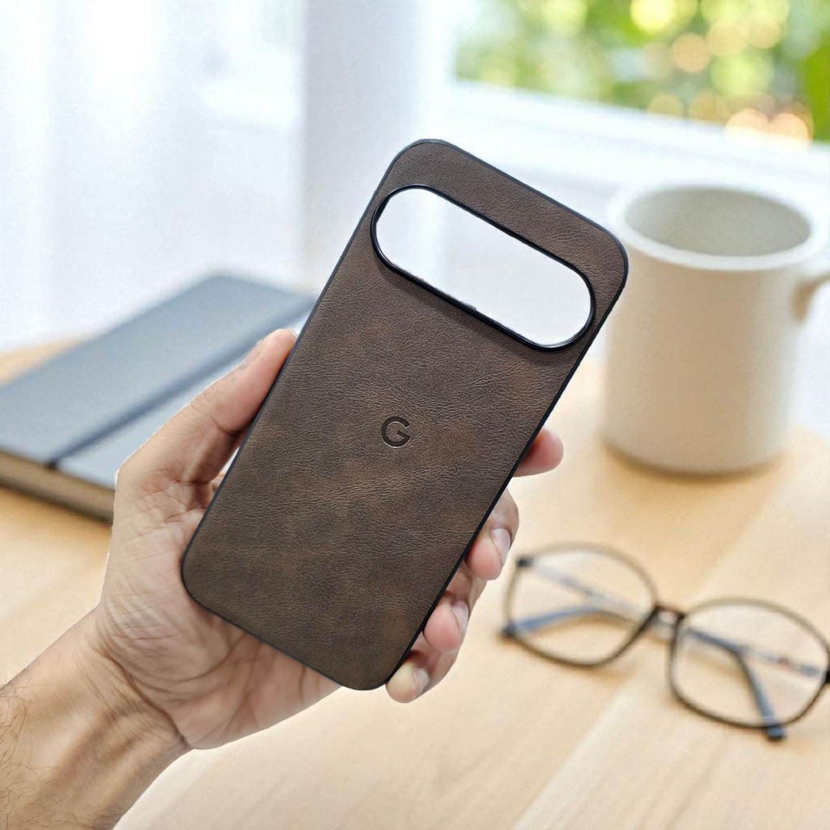Google Pixel 9 5g Premium Leather Back Case Cover - brown