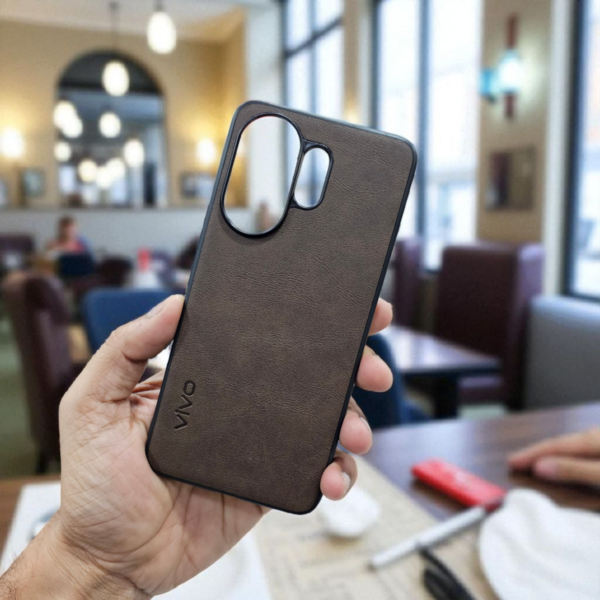 Vivo V60/V60e/T4 Pro 5g Premium Leather Back Case Cover - brown