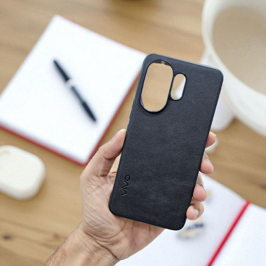 Vivo V60/V60e/T4 Pro 5g Premium Leather Back Case Cover - Black