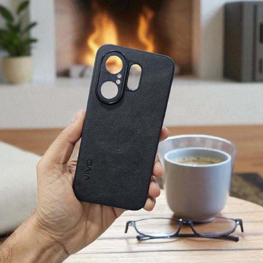Vivo X200 Fe 5g Premium Leather Back Case Cover - Black