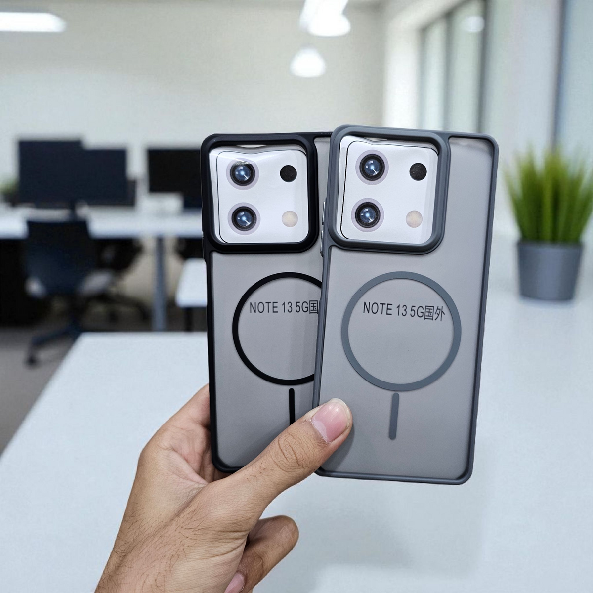 (Pack of 2) Redmi Note 13 Magsafe Printed Metal Buttons Back Case Cover - Combo 1