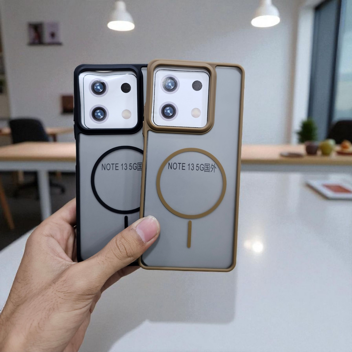 (Pack of 2) Redmi Note 13 Magsafe Printed Metal Buttons Back Case Cover- Combo 2