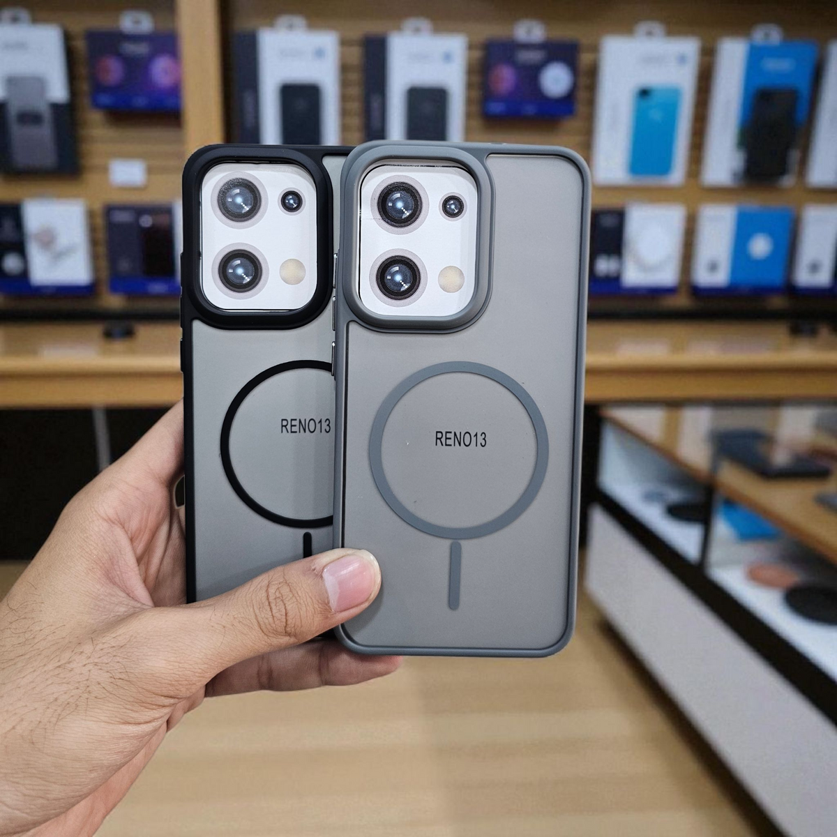 (Pack of 2) Oppo Reno 13 Magsafe Printed Metal Buttons Back Case Cover - Combo 1