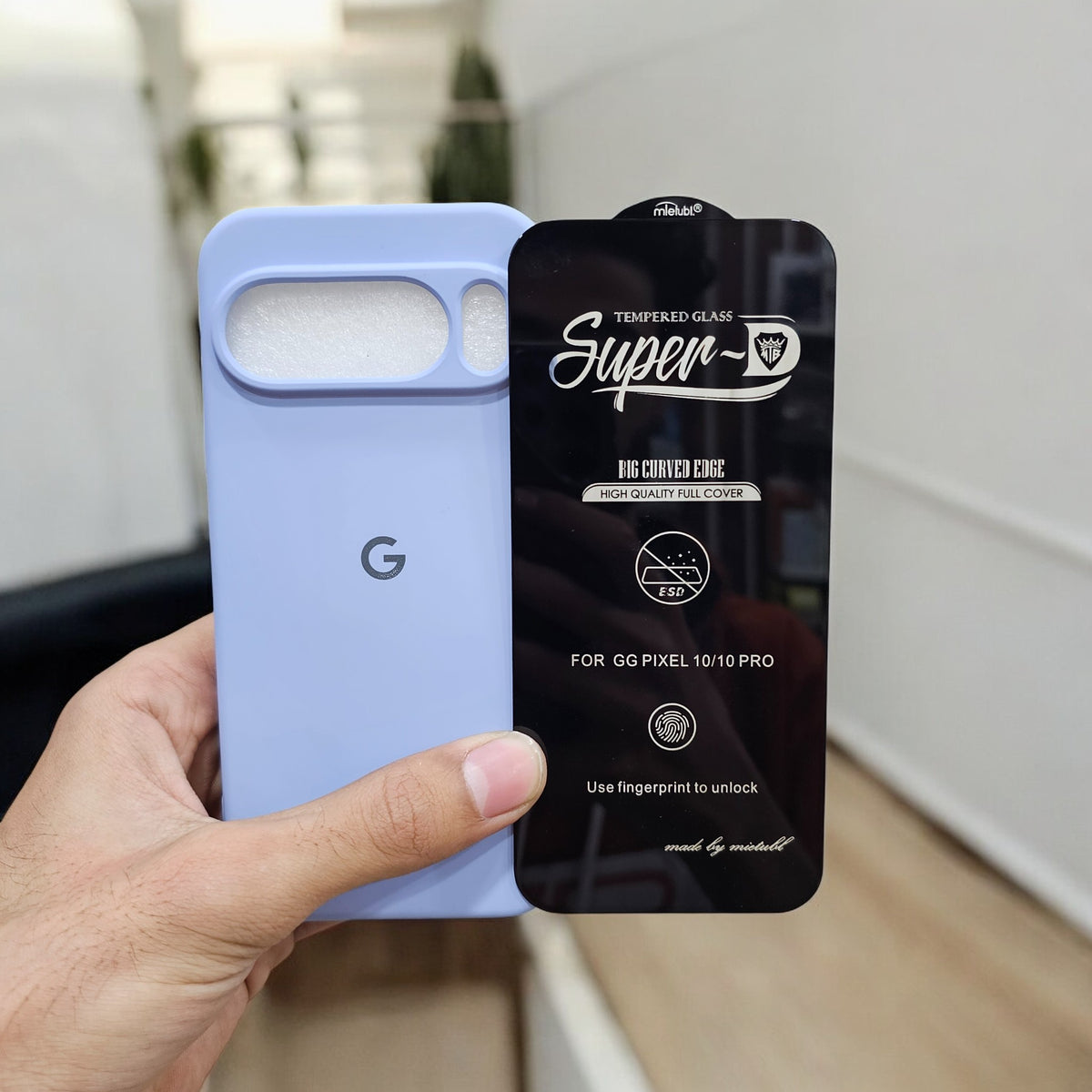 (combo pack)Google Pixel 10 Soft Silicone Case + Fingerprint Tempered Glass - Blue1