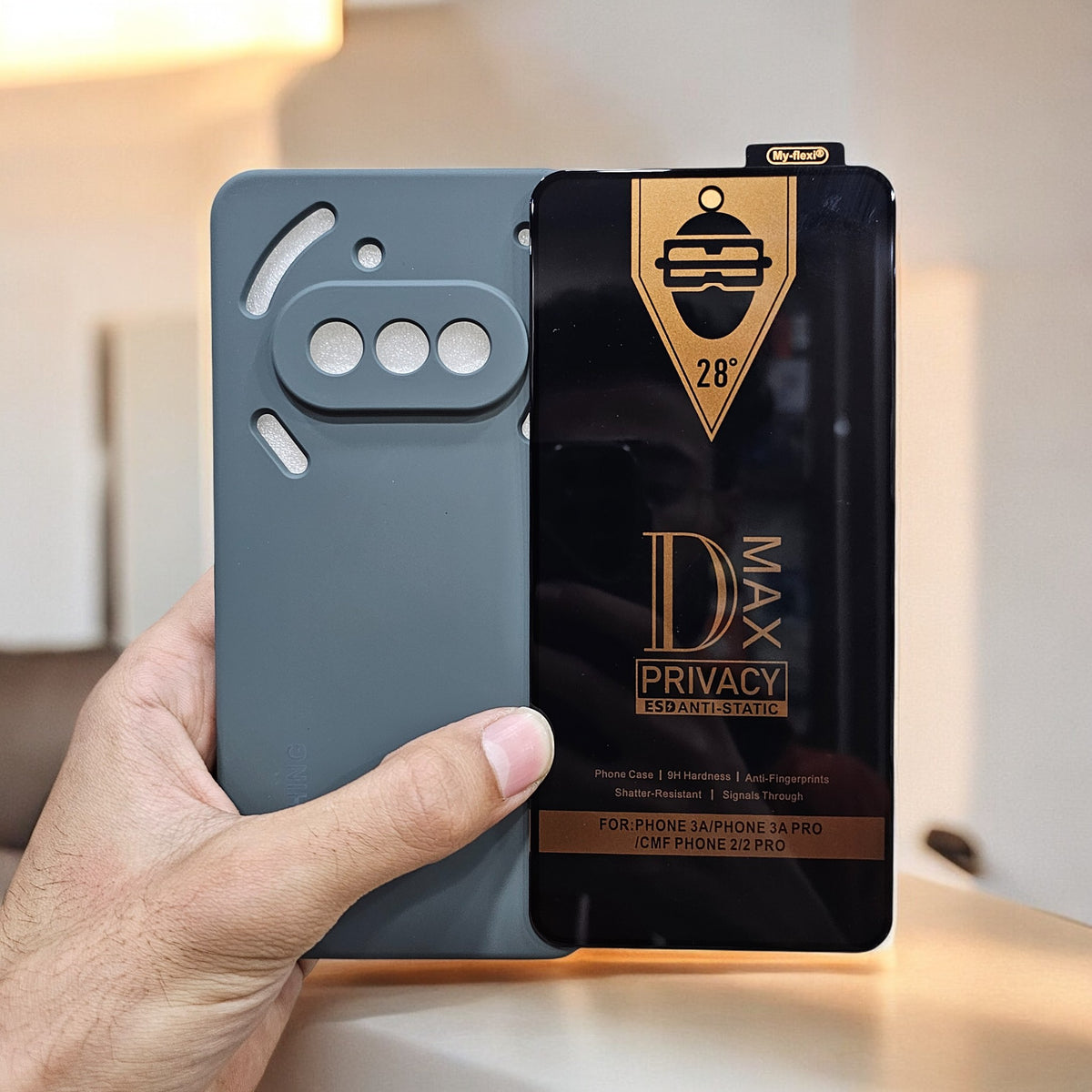 (combo pack)Nothing Phone 3A Soft Silicone Case + Privacy Tempered Glass - Dark Green