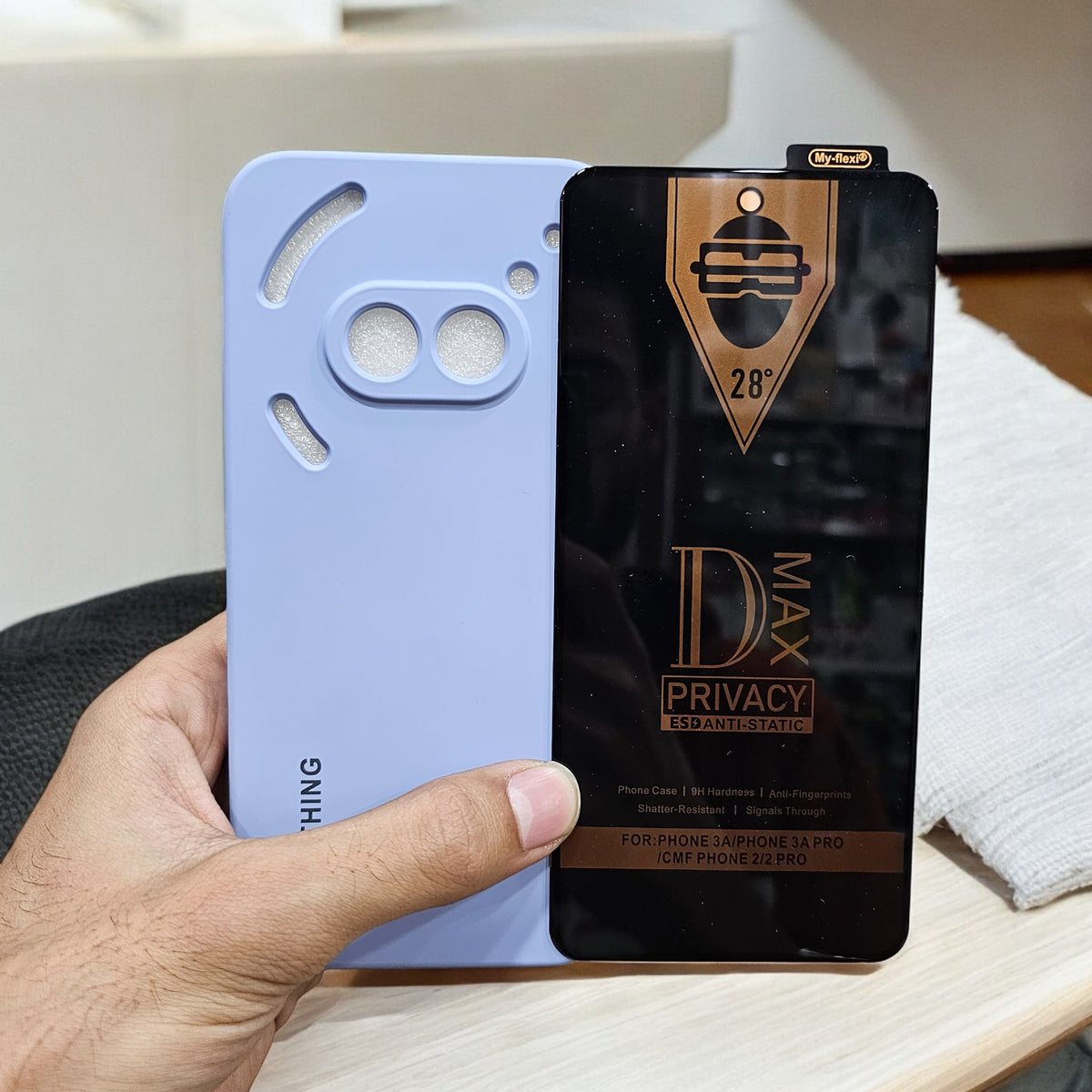 (combo pack)Nothing Phone 2A Soft Silicone Case + Privacy Tempered Glass - Blue3