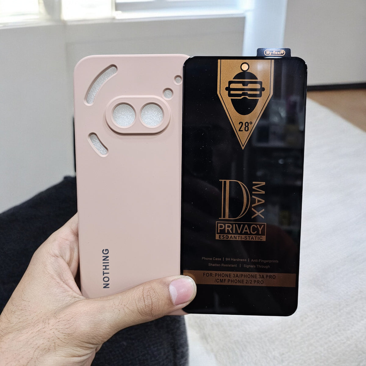 (combo pack)Nothing Phone 2A Soft Silicone Case + Fingerprint Tempered Glass - Peach